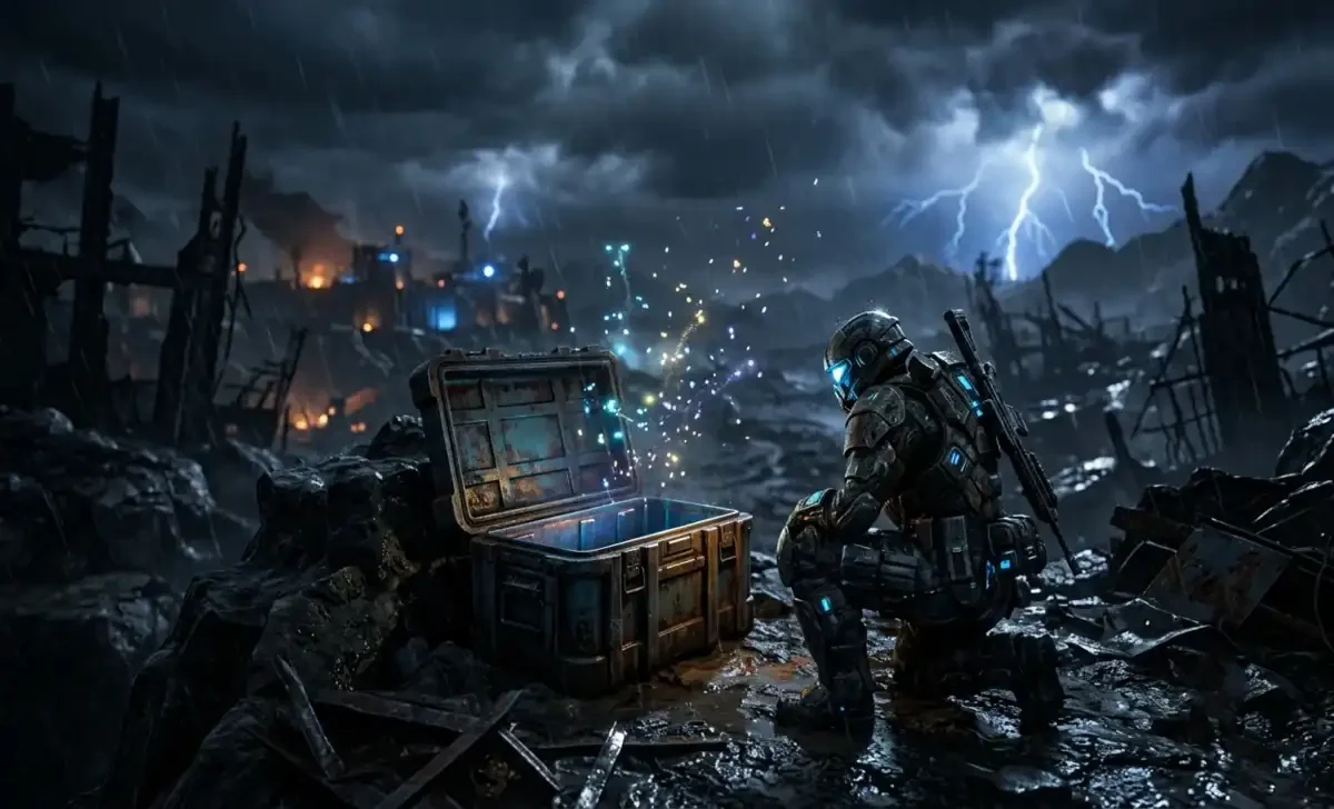 Arc Raiders player opening a loot cache with rare blueprint drop rate reduced after game patch