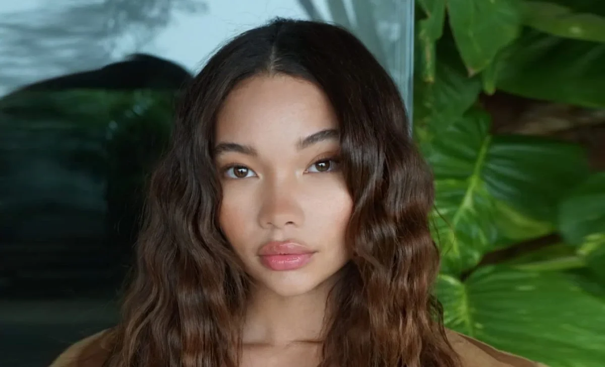 Portrait of American model and actress Ashley Moore, known for her work in film and fashion.