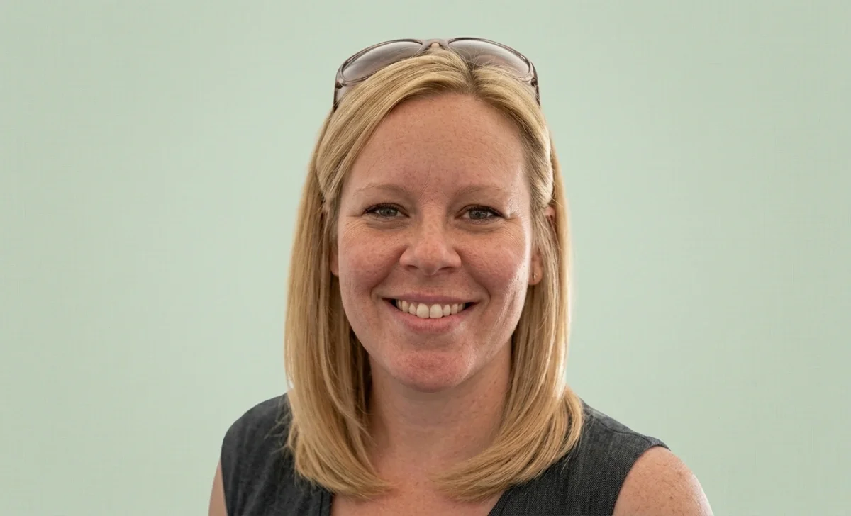 Bernadette Leiter-Morris banking technology leader at a professional office desk
