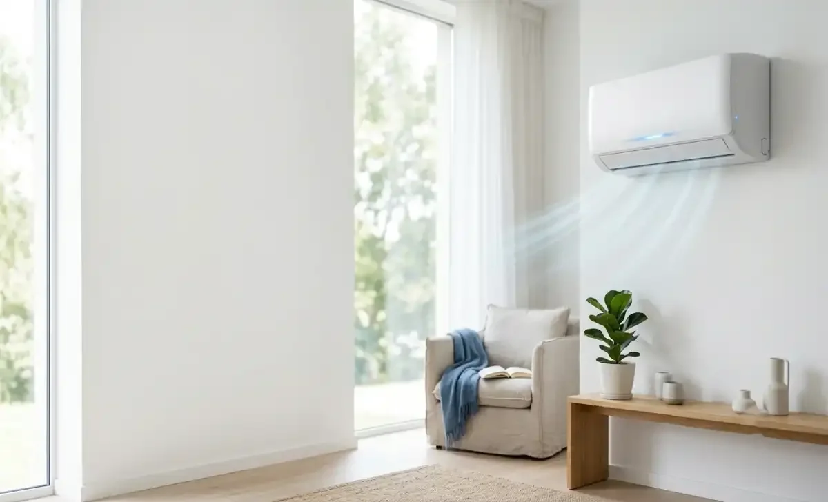 Modern Chinese air conditioner unit mounted on a home wall