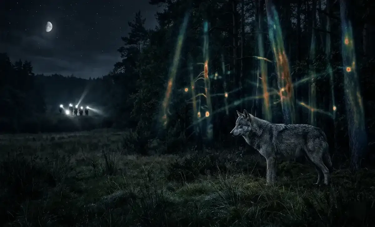 escaped zoo wolf caught in thermal imaging camera during night search