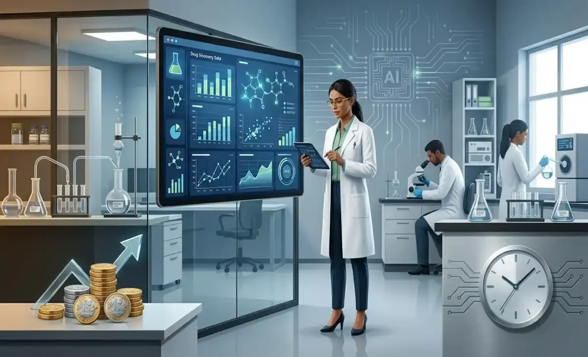 pharmaceutical scientist using AI to help drug firms save time and money in drug development