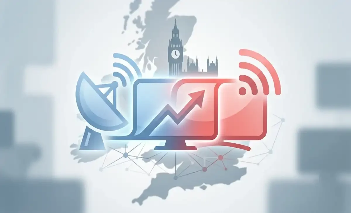 ITV Sky takeover graphic showing UK TV channels merging into one broadcaster