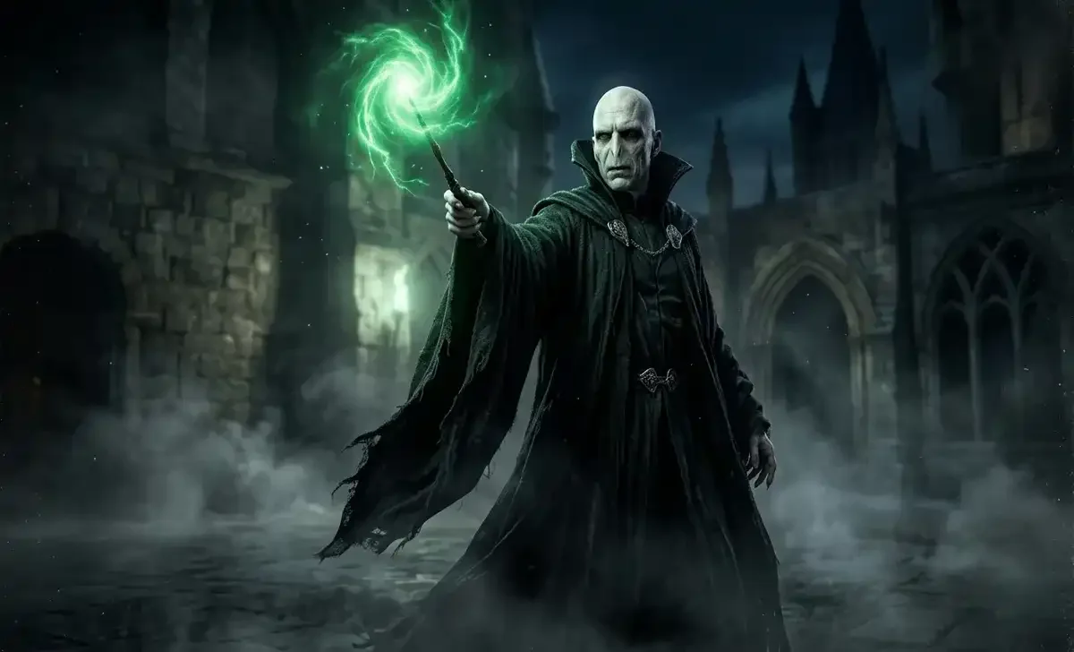 Ralph Fiennes as Voldemort in Harry Potter dark wizard scene